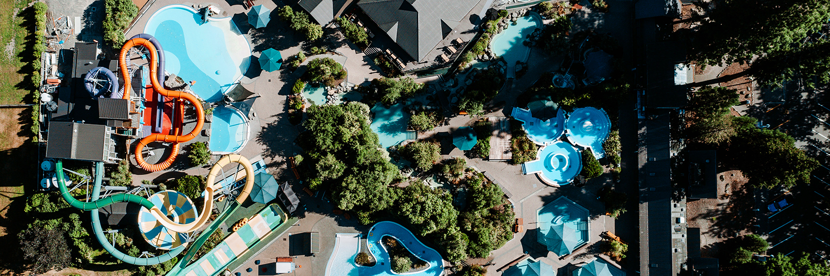An aerial view of Hanmer Springs Thermal Pools & Spa.